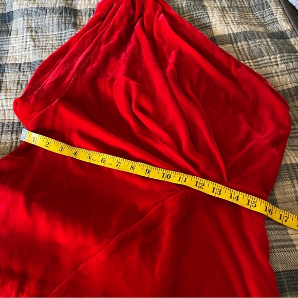 Eva Franco Silk Daphne Top Blouse One Shoulder Velvet Red Ruched: 10 - Picture 11 of 14